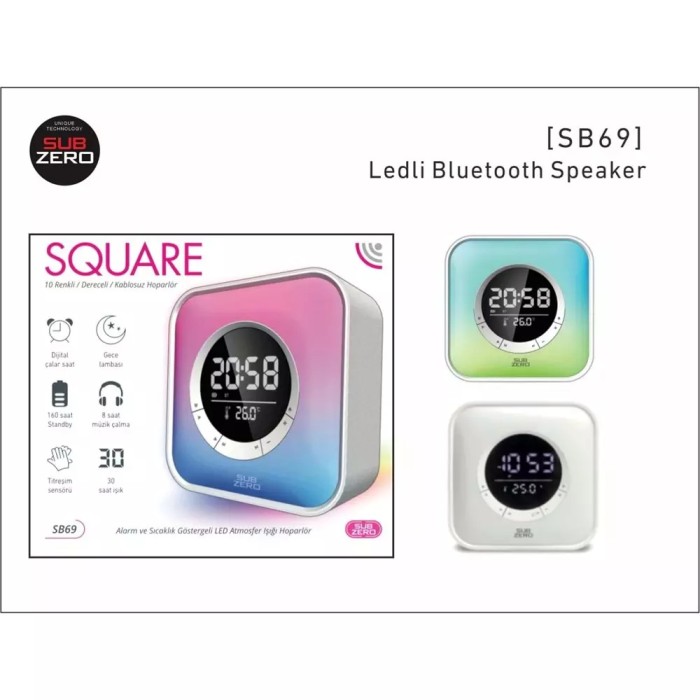 INNOVAR | Subzero SB69 Digital Saat/Alarm/Sıcaklık Göstergeli Ledli Bluetooth Müzik Kutusu